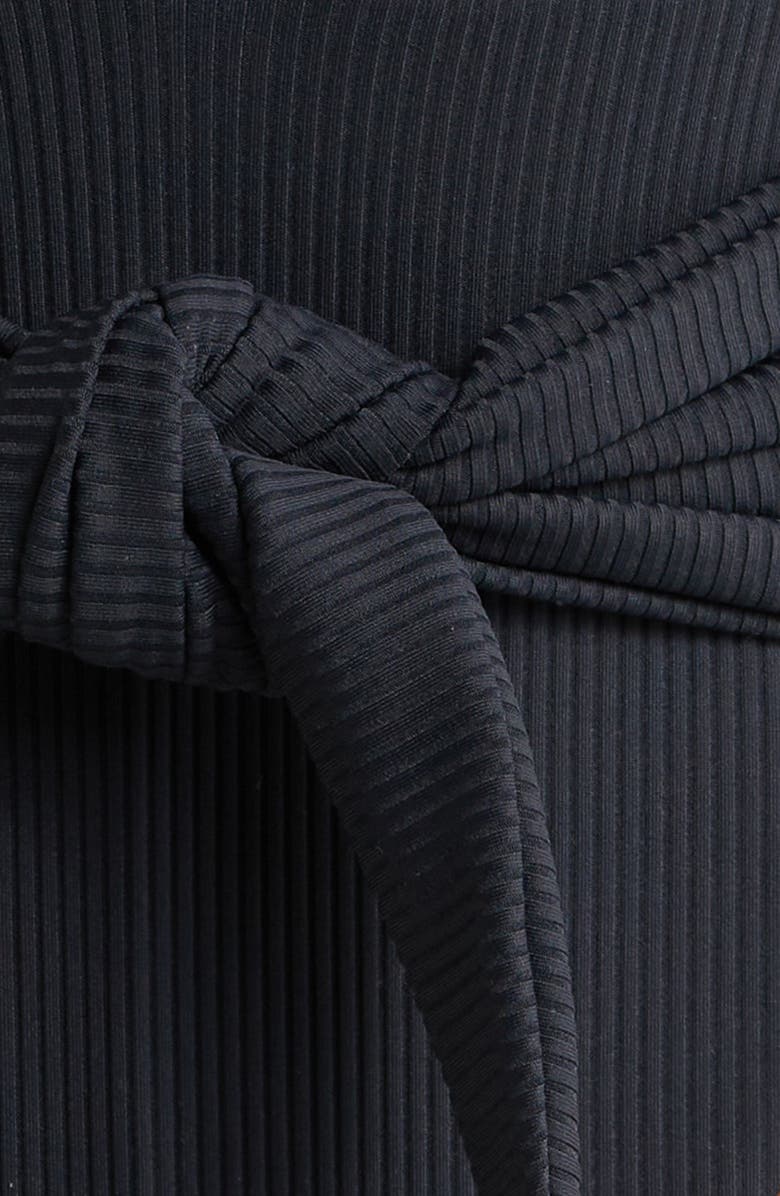 MONTCE Tropez Tie Waist Halter One-Piece Swimsuit, Alternate, color, Black Rib