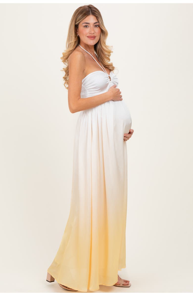 PinkBlush Ombre Satin Halter Cutout Maxi Dress, Alternate, color, 