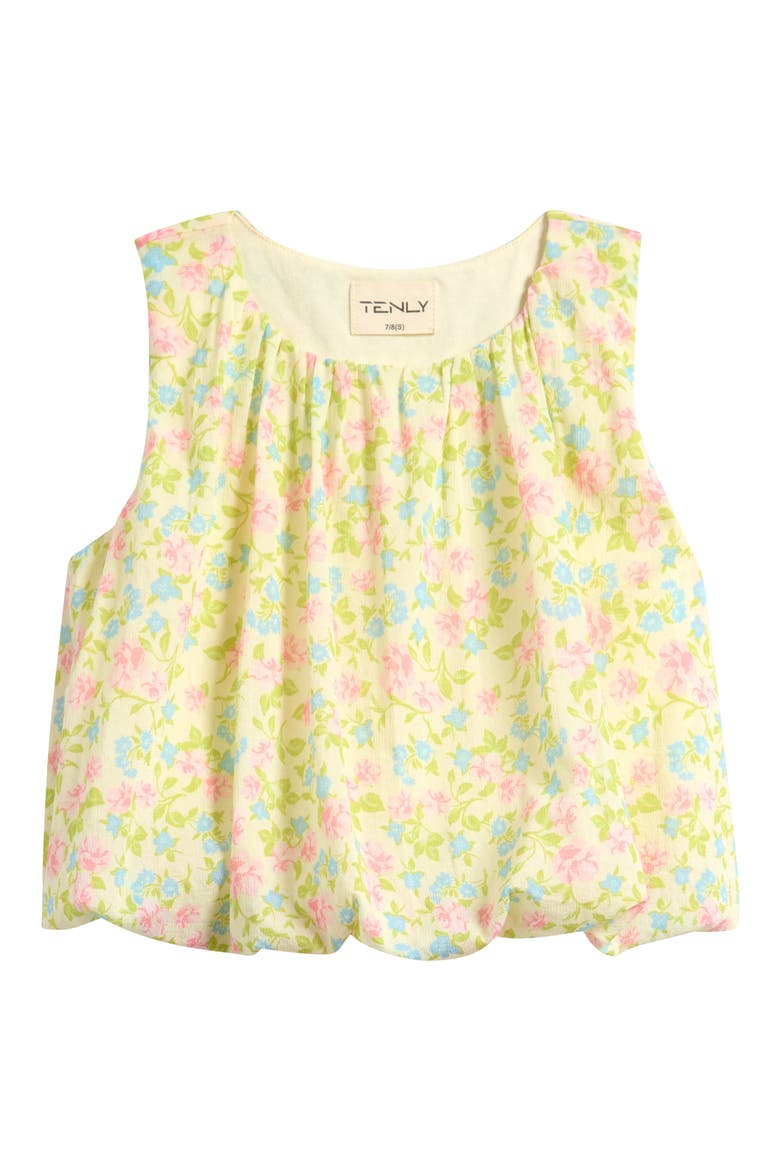 Kids' Floral Gauze Bubble Hem Top, Main, color, COMING UP ROSES