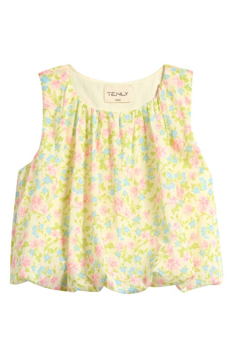 Kids' Floral Gauze Bubble Hem Top (Big Kid)