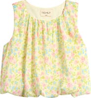 TENLY Kids' Floral Gauze Bubble Hem Top