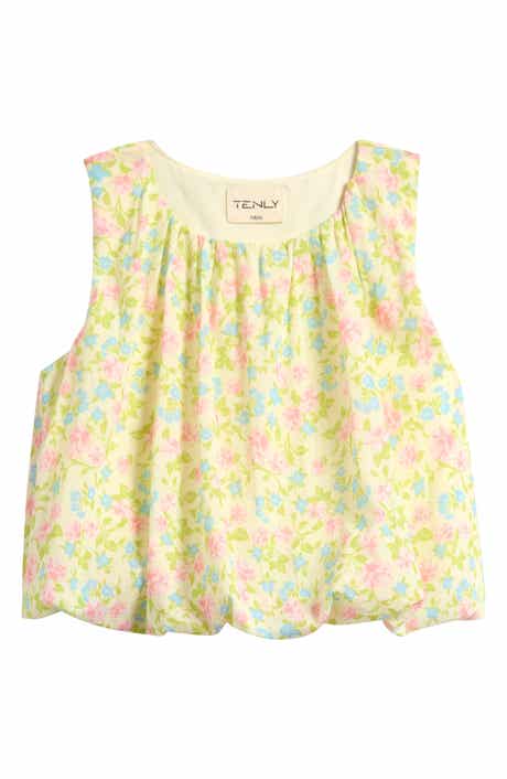 Kids' Floral Gauze Bubble Hem Top
