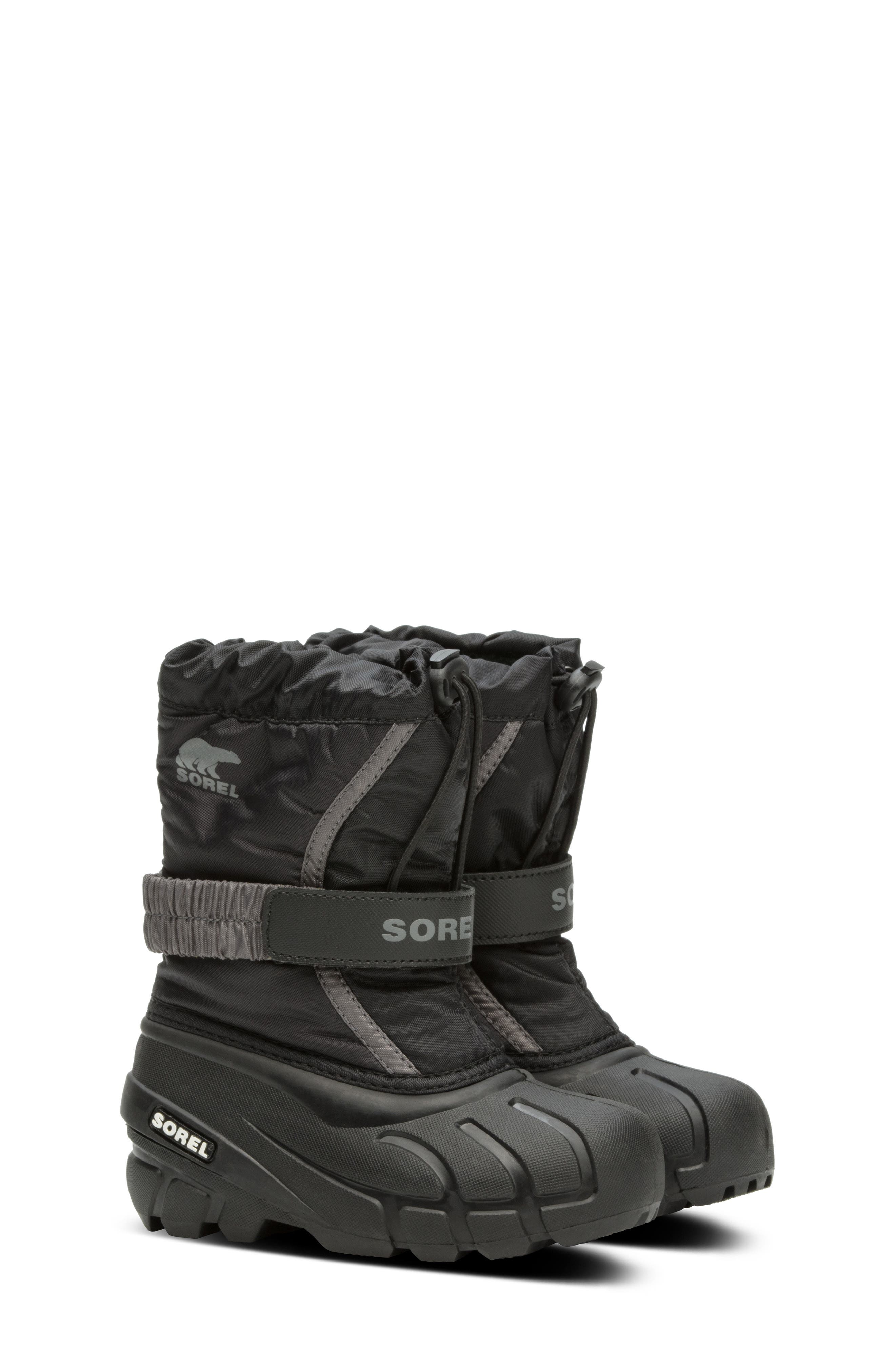 SOREL Kids' Flurry Waterproof Snow Boot, Main, color, Black/ City Grey