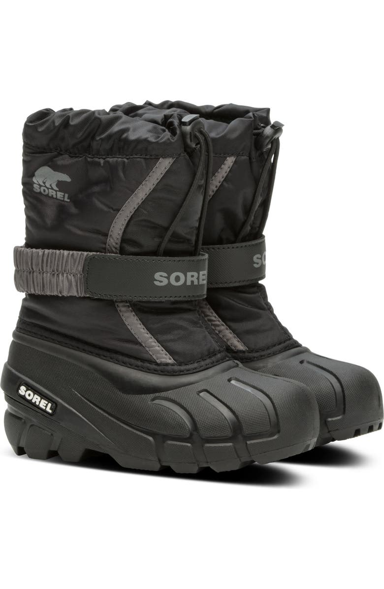 SOREL Kids' Flurry Waterproof Snow Boot, Main, color, Black/ City Grey