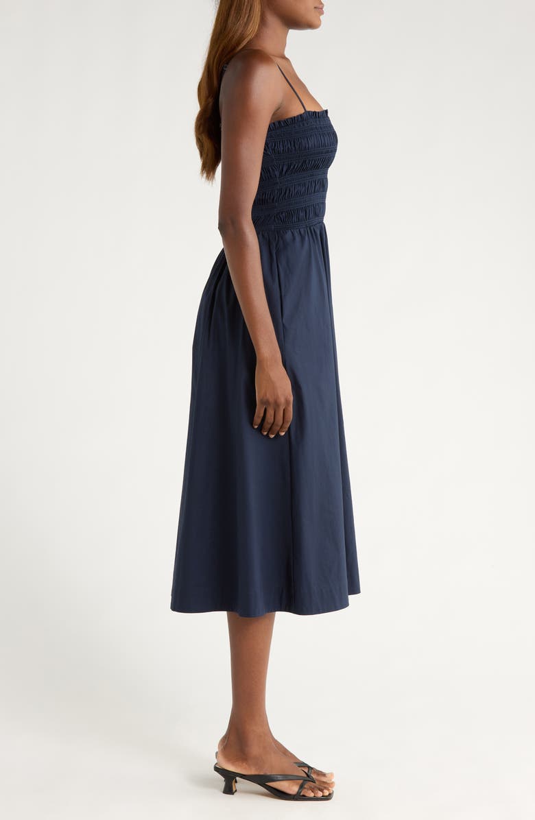 Reformation Kerrie Smocked Cotton Blend Sundress, Alternate, color, Midnight
