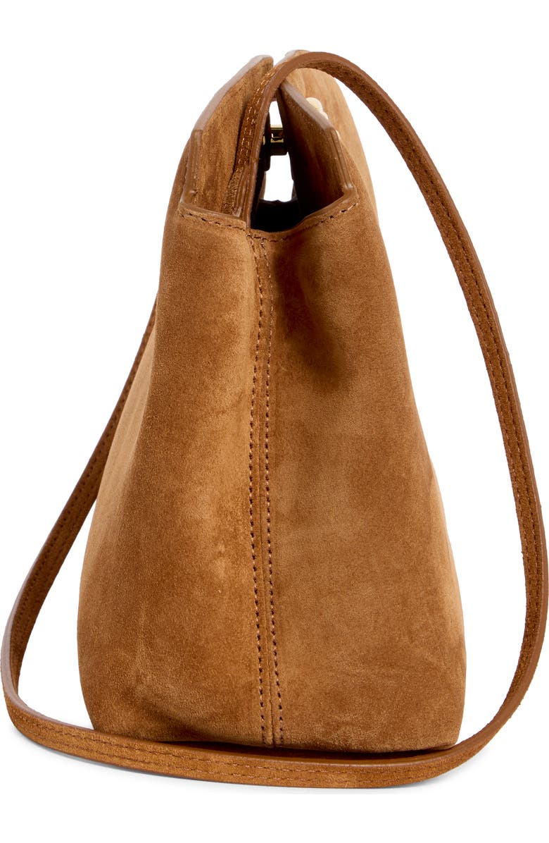 LIFFNER Large Pushlock Suede Clutch, Alternate, color, Saddle Brown