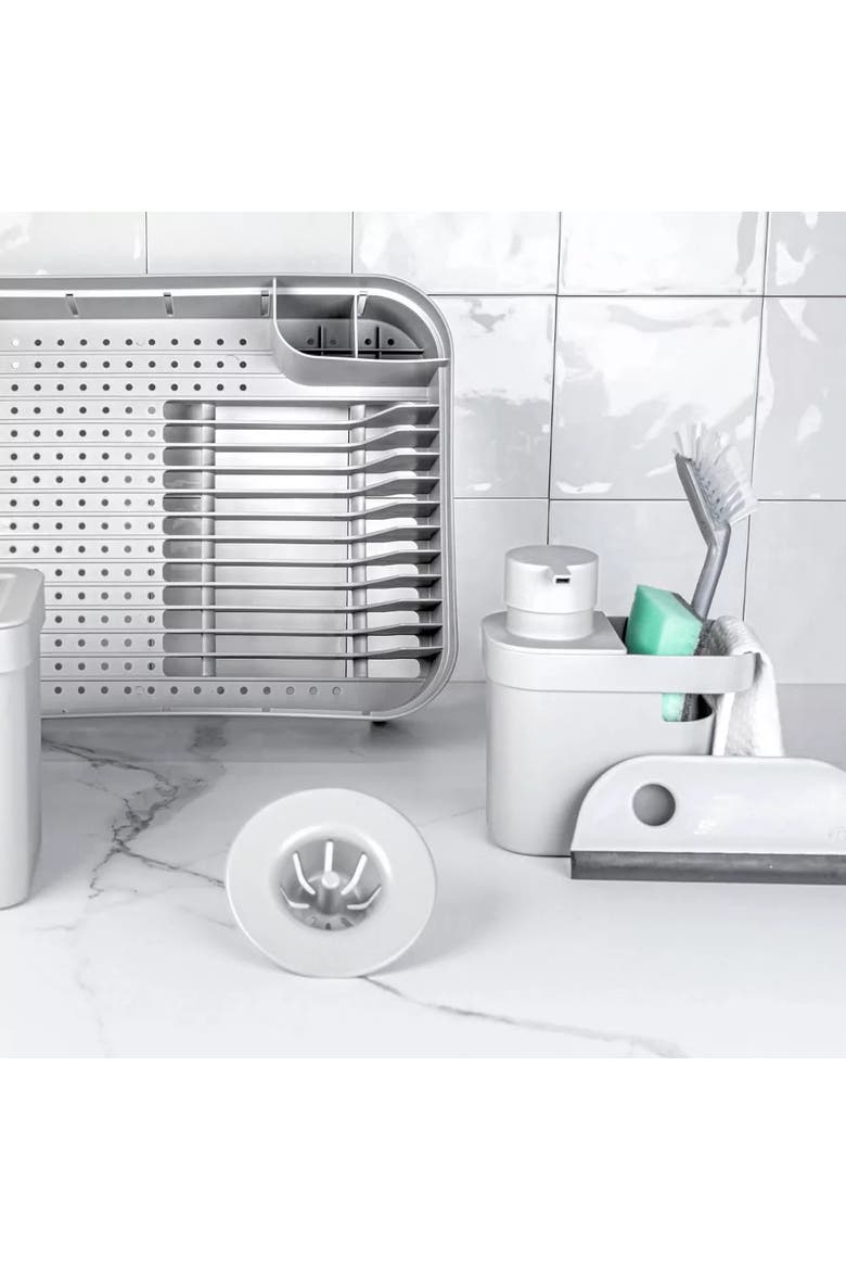 Compact Freestanding Plastic Kitchen Dish Drying Rack, Alternate, color, White