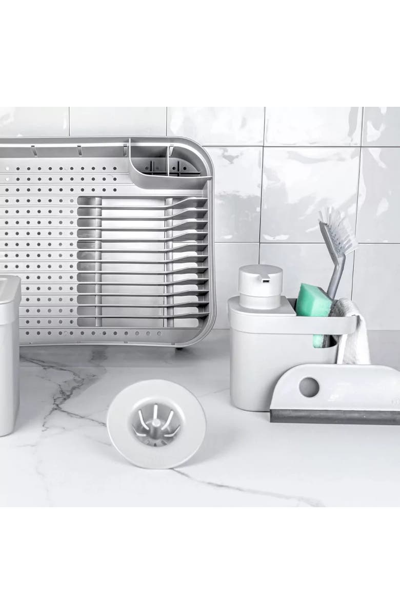 OU Compact Freestanding Plastic Kitchen Dish Drying Rack, Alternate, color, White