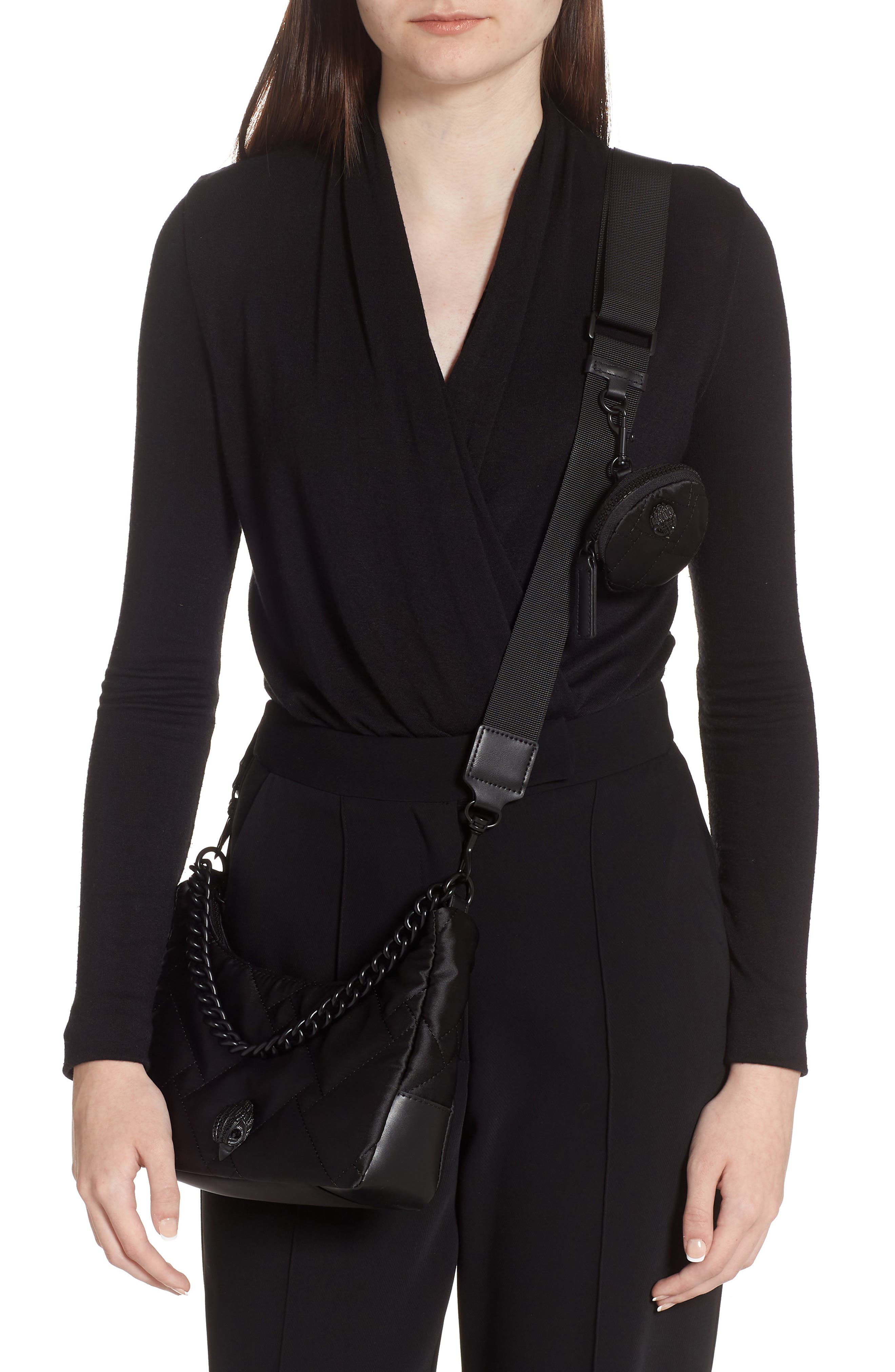 Kurt Geiger London Quilted Nylon Crossbody, Alternate, color, Blk/Other