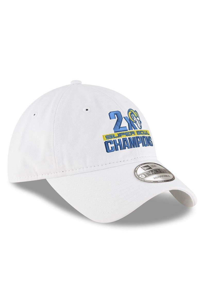 Men's New Era White Los Angeles Rams 2-Time Super Bowl Champions 9TWENTY Adjustable Hat, Alternate, color, White