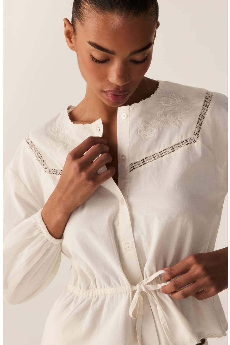 Marguerite Cotton Voile Pajamas, Alternate, color, IVORY