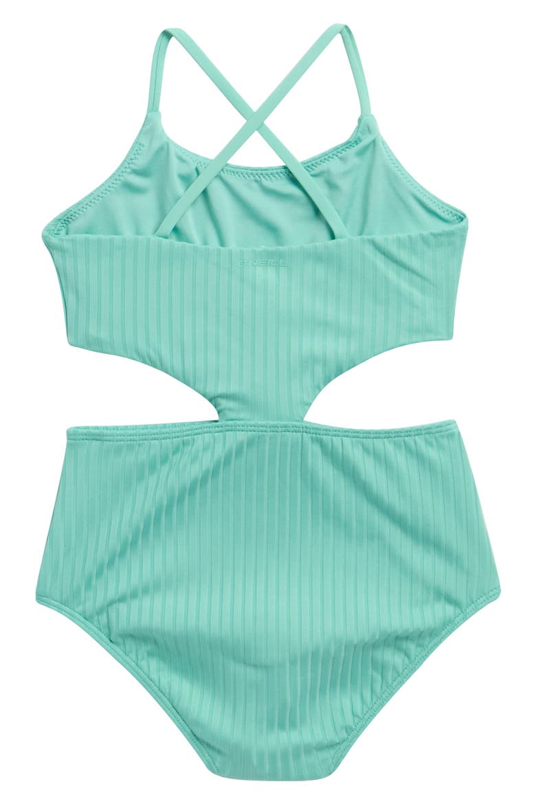 Shorebreak Rib Knot Cutout One-Piece Swimsuit, Alternate, color, HOLIDAY
