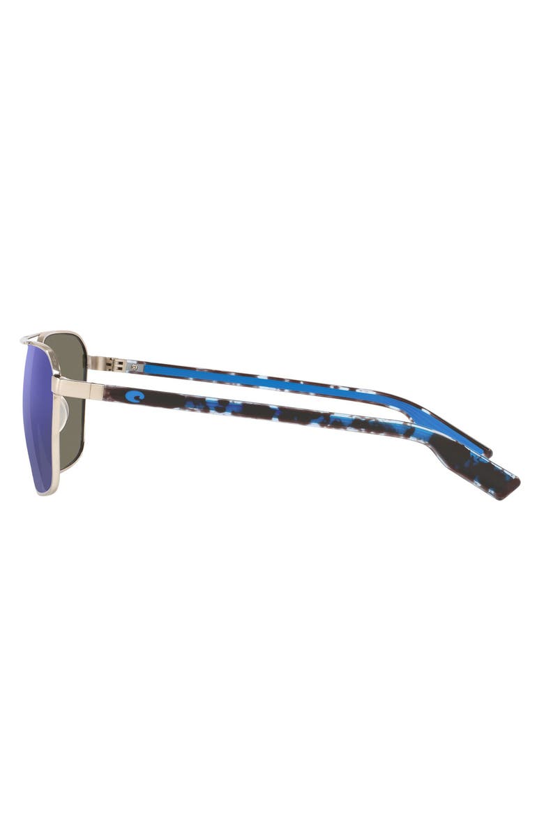 Costa Del Mar Wader 58mm Polarized Mirrored Rectangular Sunglasses, Alternate, color, Silver / Blue Mirror 580G