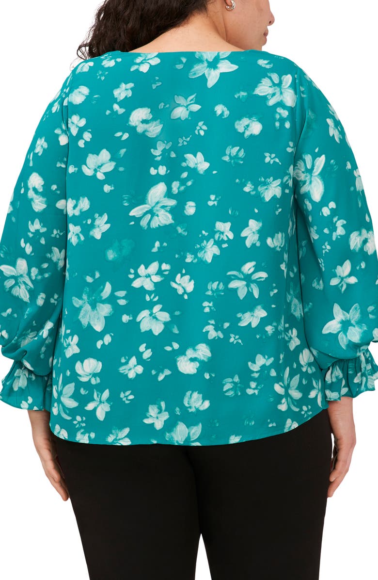Halogen<sup>®</sup> Floral Print Ruffle Cuff Top, Alternate, color, 