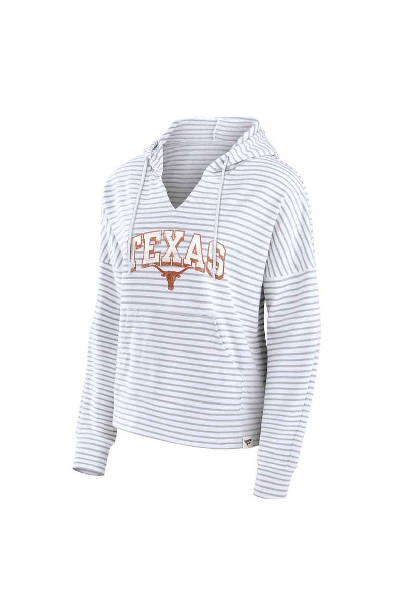 FANATICS Women's Fanatics Branded  White Texas Longhorns Striped Notch Neck Pullover Hoodie, Alternate, color, 