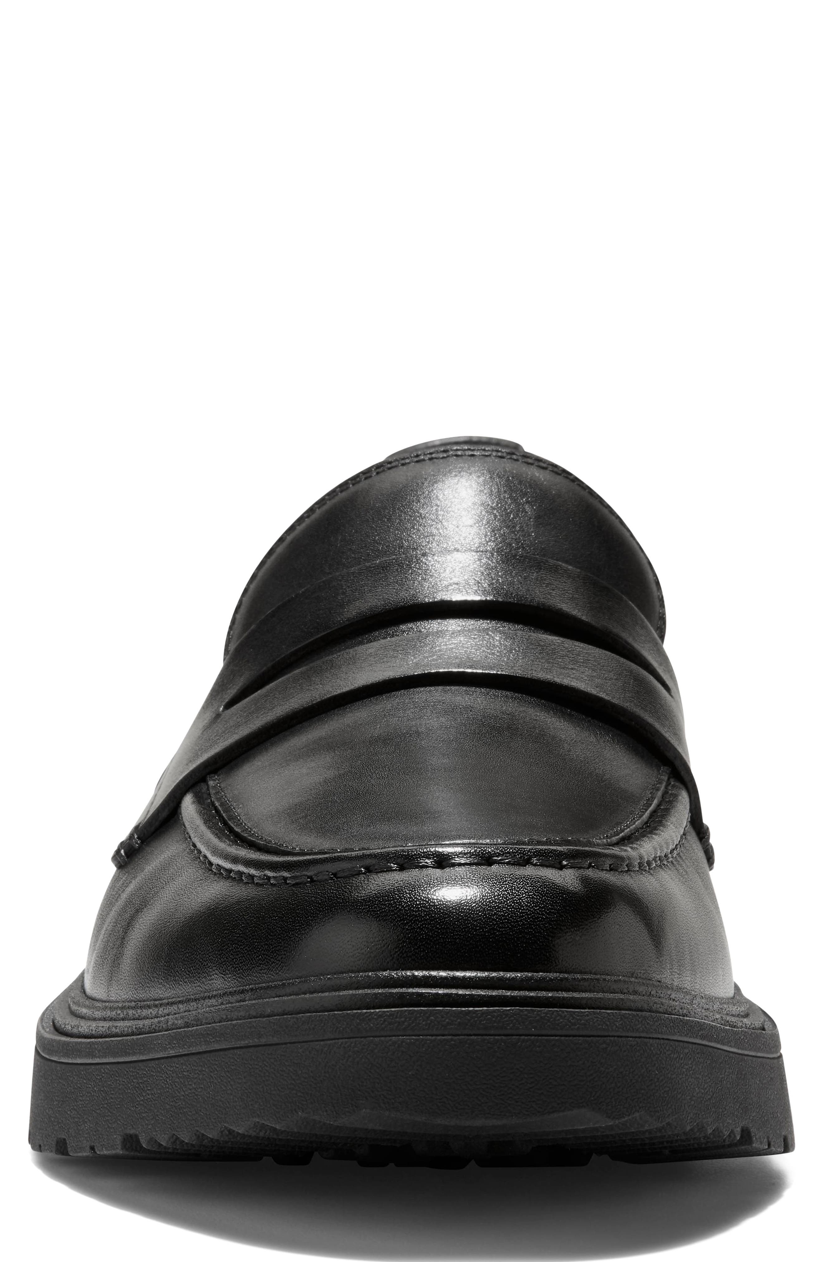 Vestry Grand Lug Sole Penny Loafer, Alternate, color, BLACK / BLACK