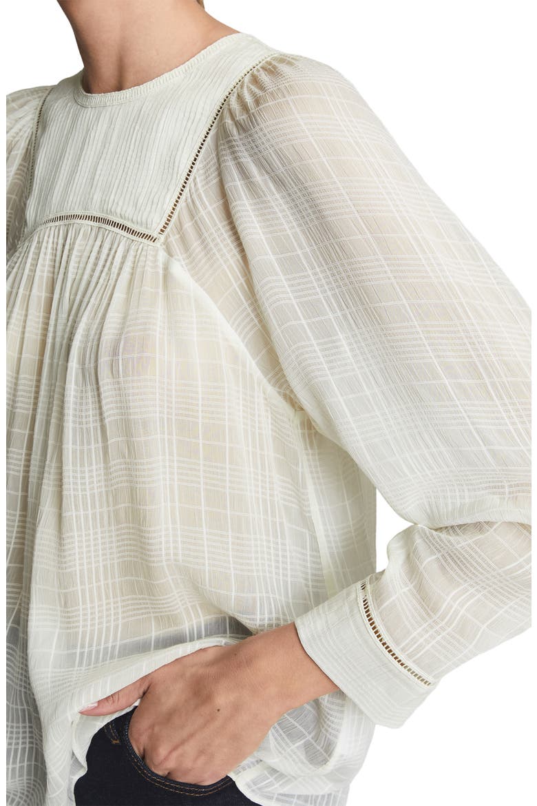 Marcia Pleat Yoke Peasant Blouse, Alternate, color, WHITE