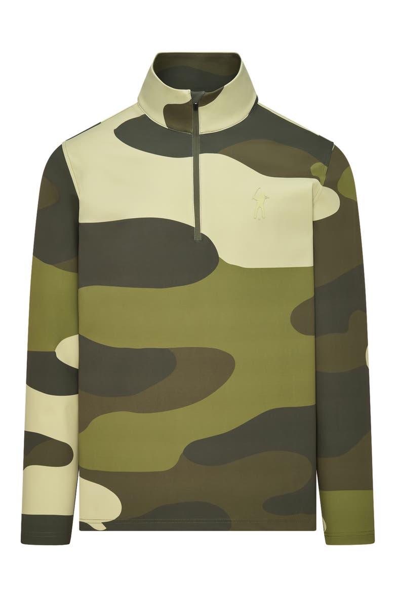 Signature Camo Print Quarter Zip Pullover, Main, color, SURPLUS GREEN