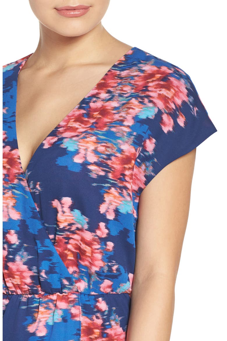 Faux Wrap Dress, Alternate, color, NAVY/ FUCHSIA FLORAL