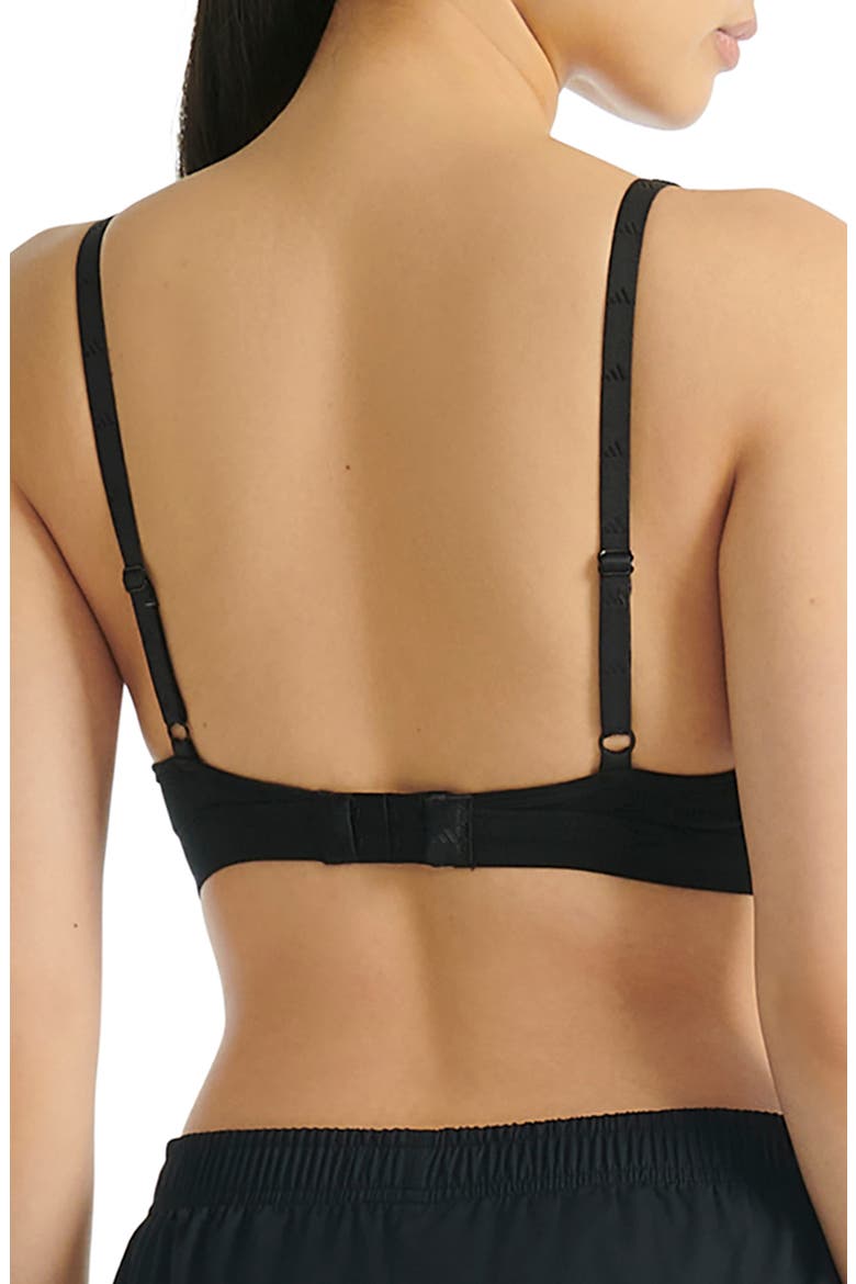 Essentials Cotton Blend 3 Stripe Scoop Bralette, Alternate, color, BLACK