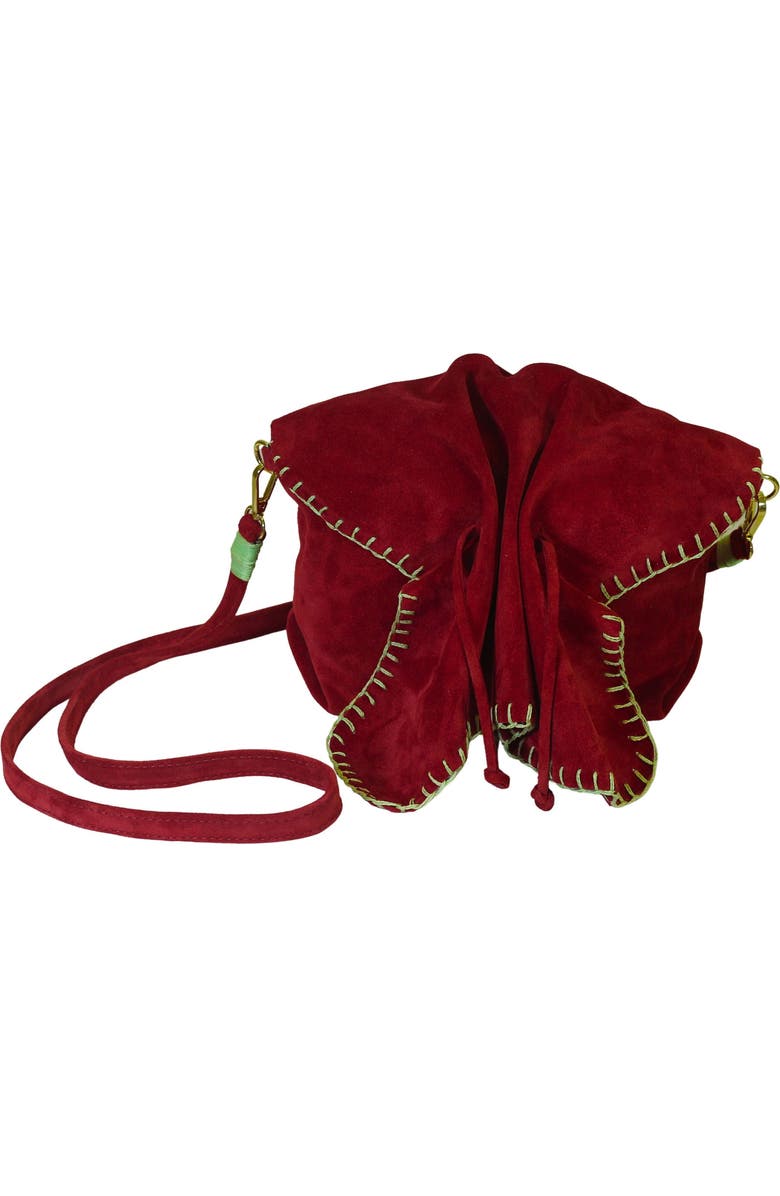 Carlos Falchi Butterfly Suede Leather Bag, Main, color, Malbec