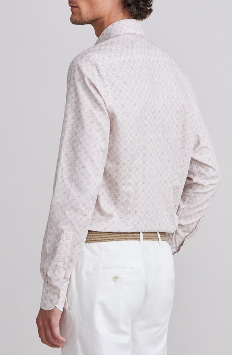 Emanuel Berg Textured Sartorial Geometric Cotton Dress Shirt, Alternate, color, Light Pastel Brown