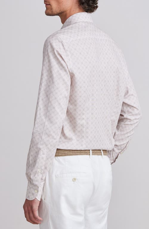Emanuel Berg Textured Sartorial Geometric Cotton Dress Shirt In Neutral