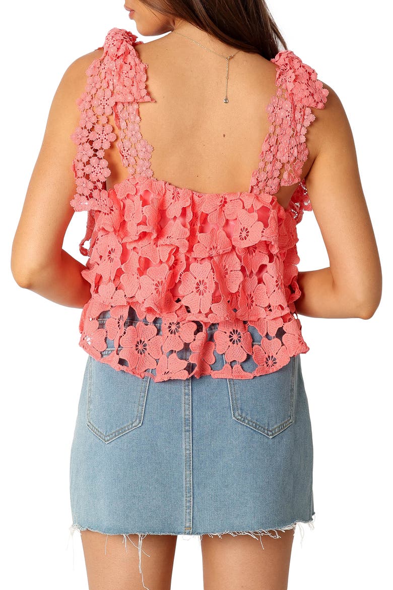 Neva Floral Lace Tiered Tank, Alternate, color, WATERMELON