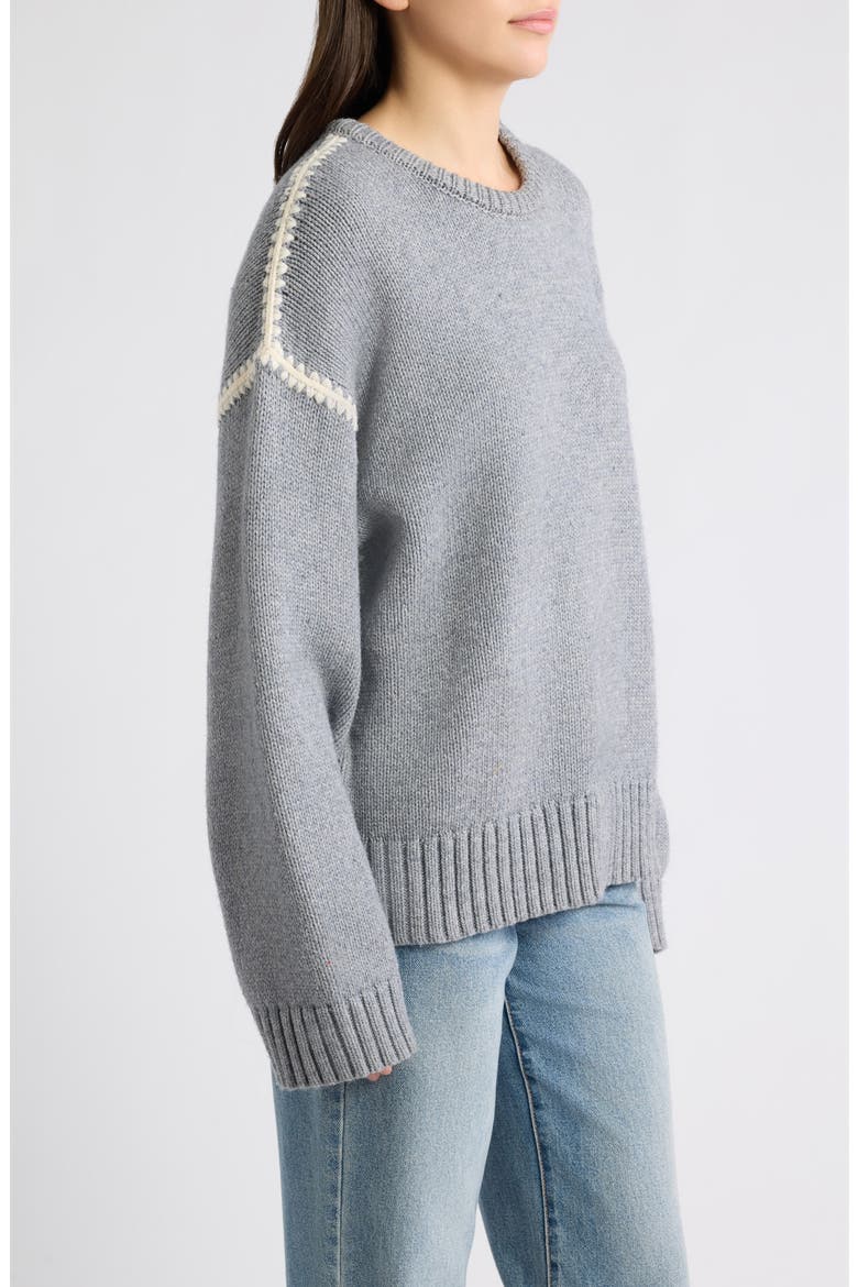 Chantal Stitch Sweater, Alternate, color, HEATHER GREY