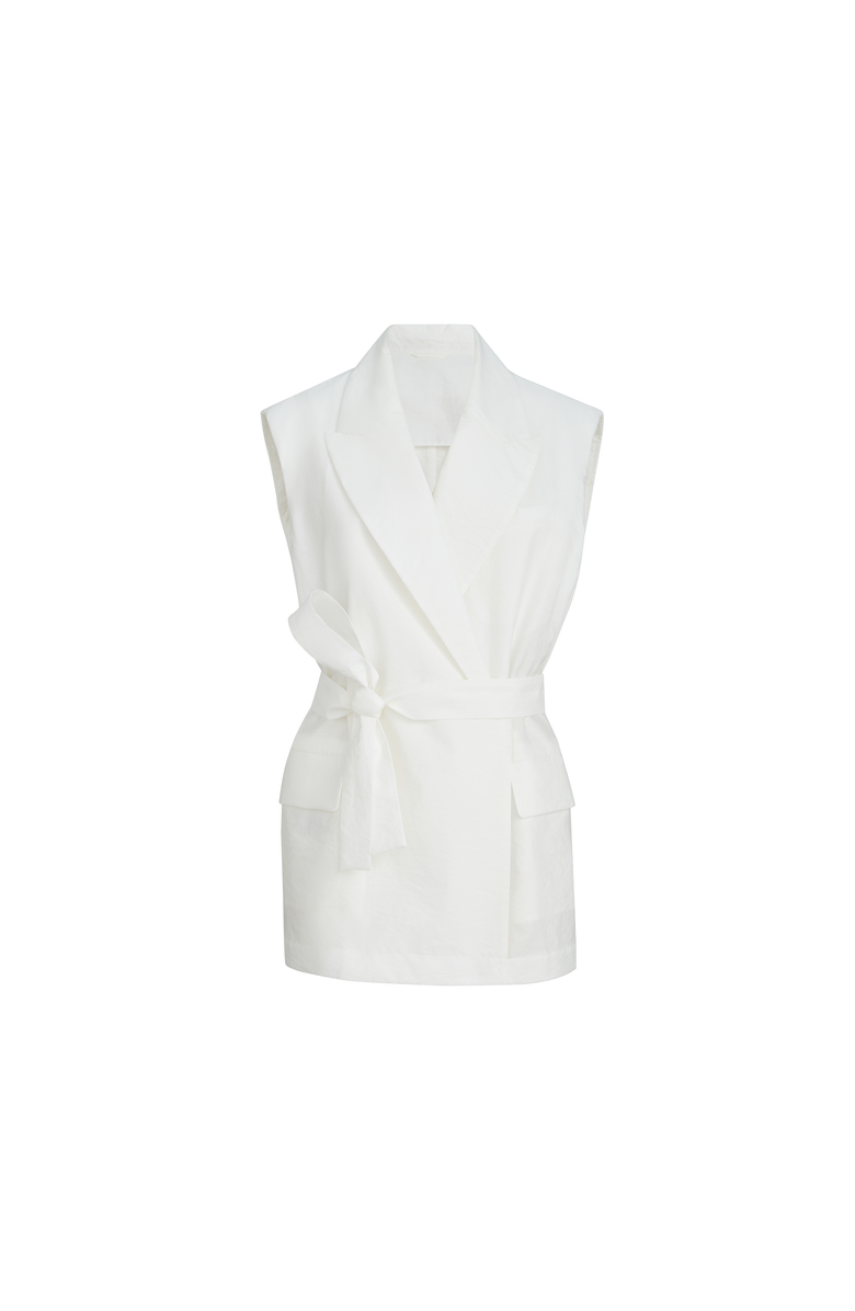 Brunello Cucinelli Poplin belted vest, Main, color, White