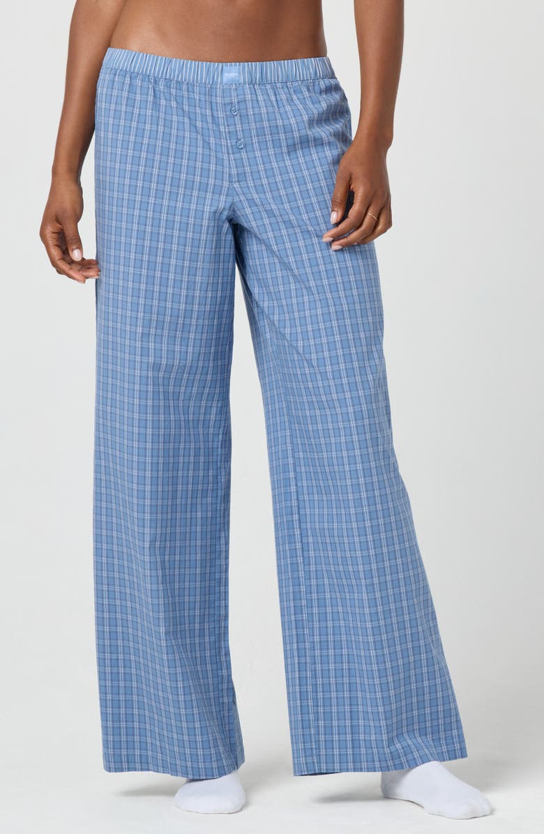 Florence by Mills Micro Plaid Wide Leg Pants, Main, color, Vintage Blue Plaid
