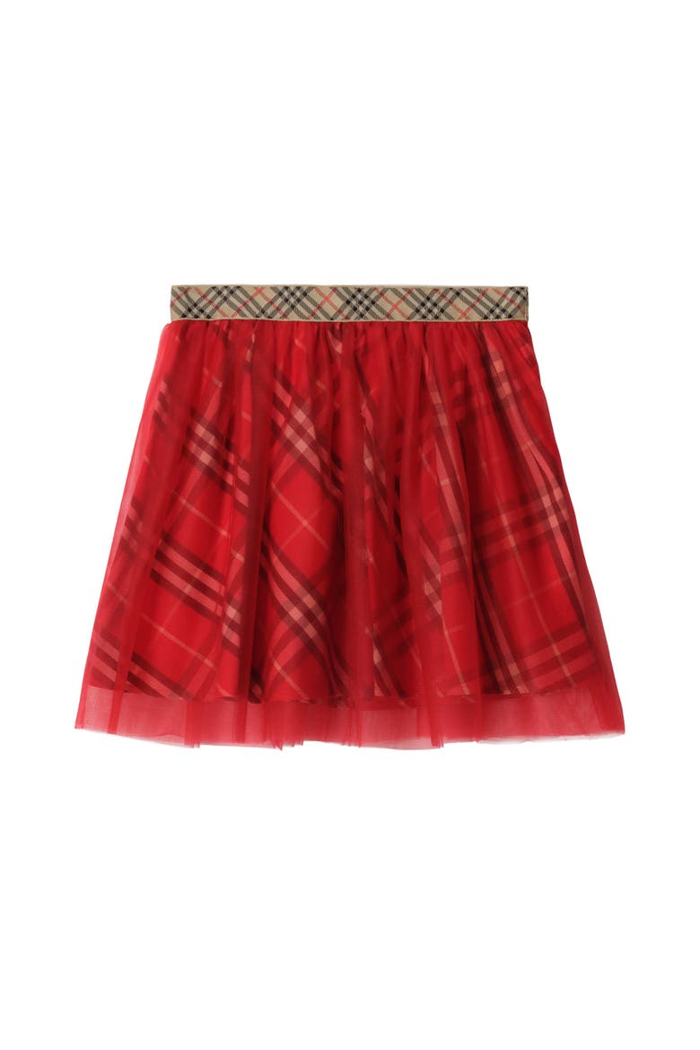 Check Tulle Skirt, Main, color, Crayon red