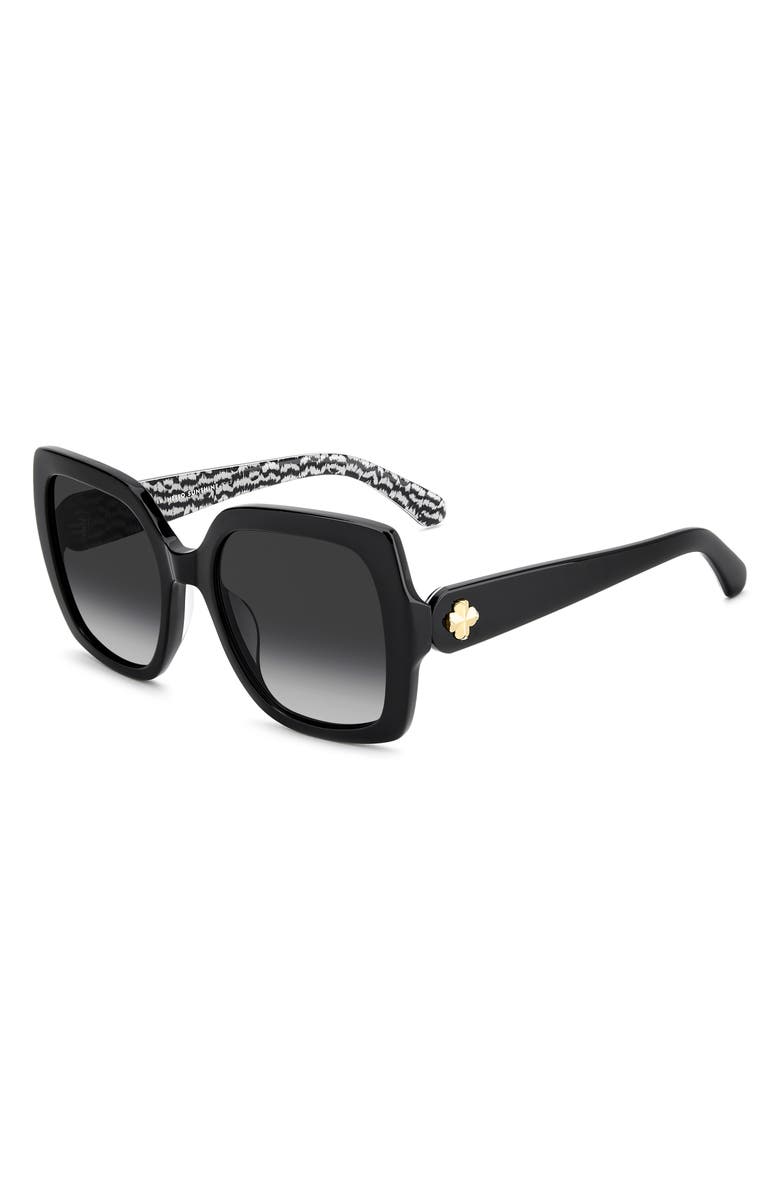Kate Spade New York amaya 55mm polarized square sunglasses, Alternate, color, Black Pattern Black/ Grey