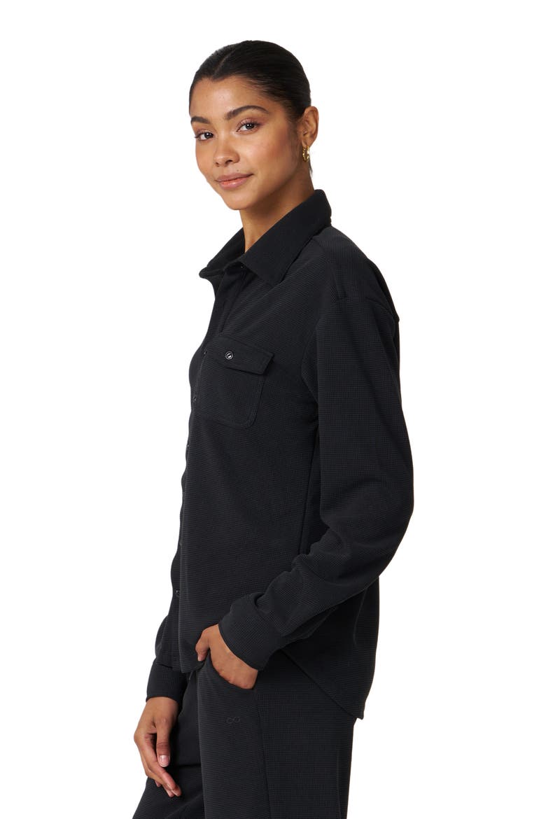 Retreat Waffle Button Down Shirt, Alternate, color, Black