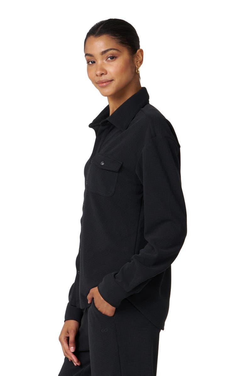 Rebody Active Retreat Waffle Button Down Shirt, Alternate, color, Black