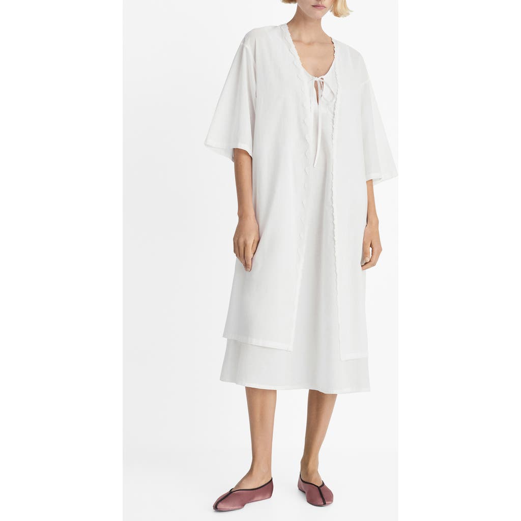 Mango Lace Trim Cotton Robe