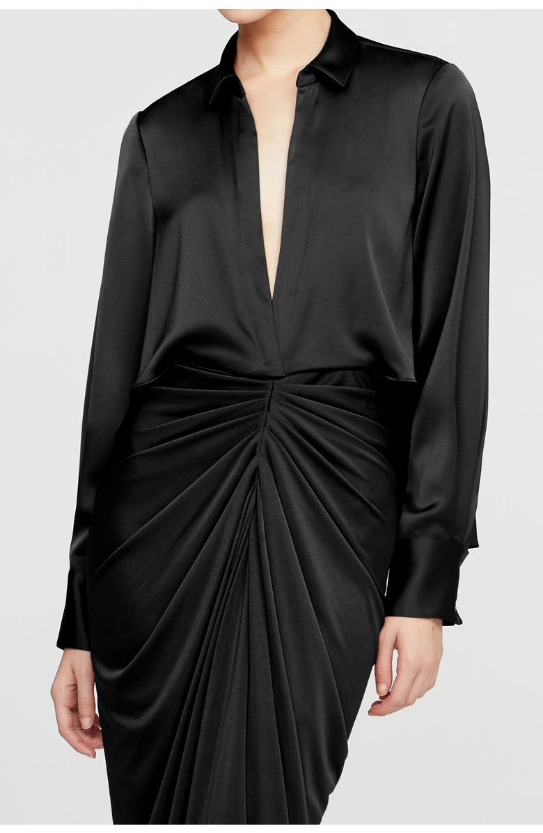 HALSTON Katrine Jersey And Satin Gown, Alternate, color, Black