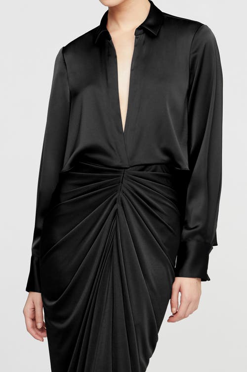 Halston Katrine Jersey And Satin Gown In Black