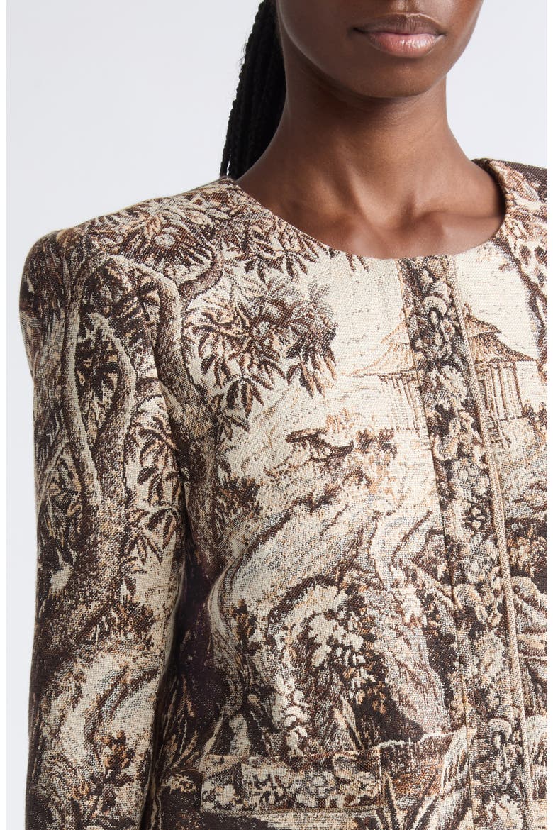 Lian Collarless Crop Cotton Blend Jacket, Alternate, color, NEUTRAL SCENIC TAPESTRY
