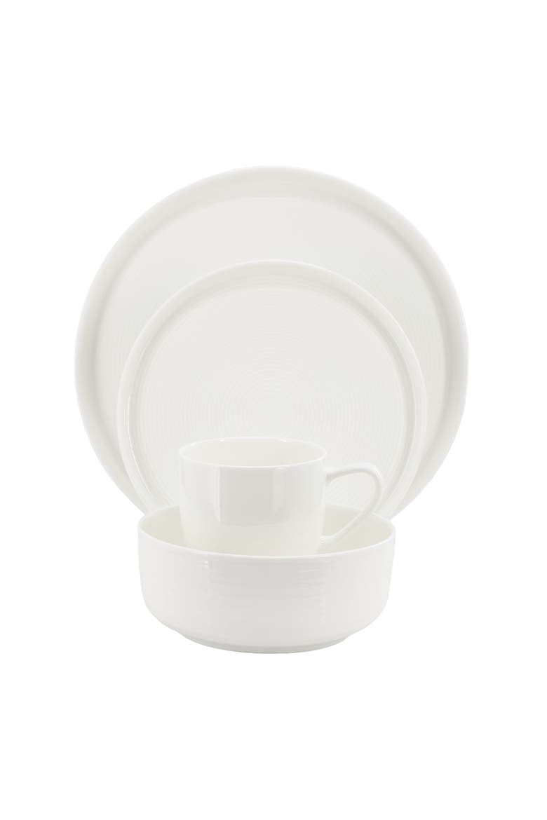 Annual Rings 16 Piece Bone China Dinnerware Set, Alternate, color, White