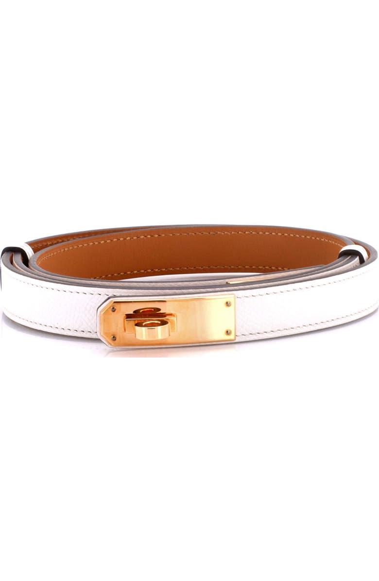 Pre-Owned Hermes Kelly Belt Leather Thin, Main, color, White
