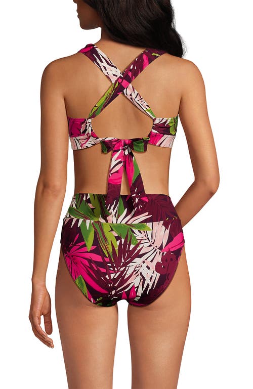 Lands' End Chlorine Resistant V-neck Midkini Swimsuit Top And High Leg High Waisted Bottoms 2 Piece  In Purple