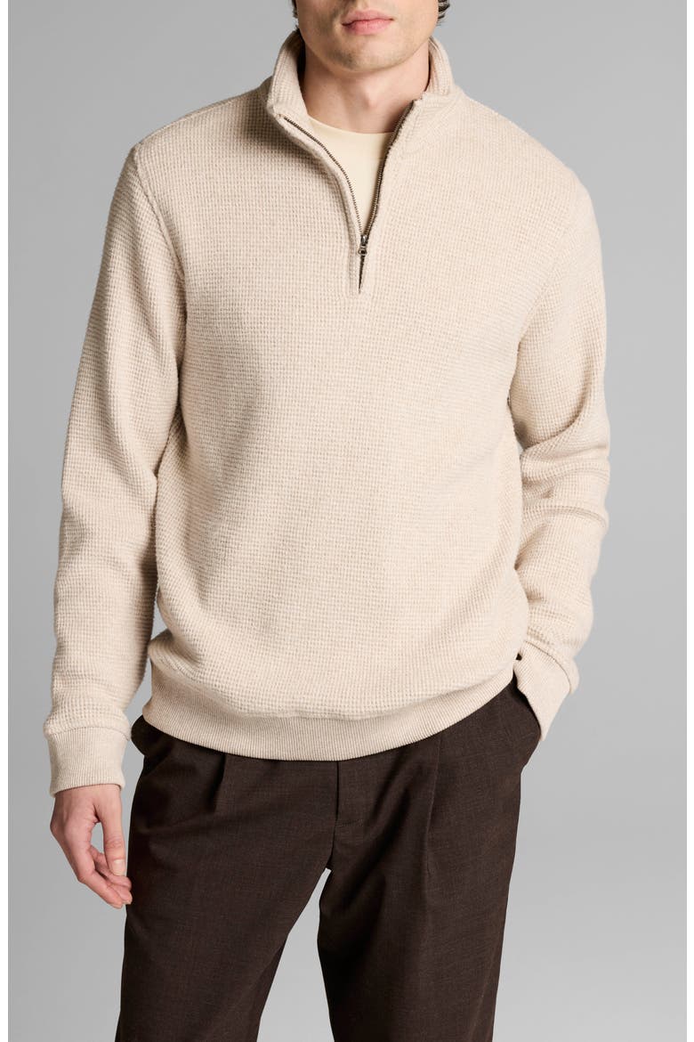 Brushed Waffle Quarter Zip Pullover, Main, color, H OATMEAL