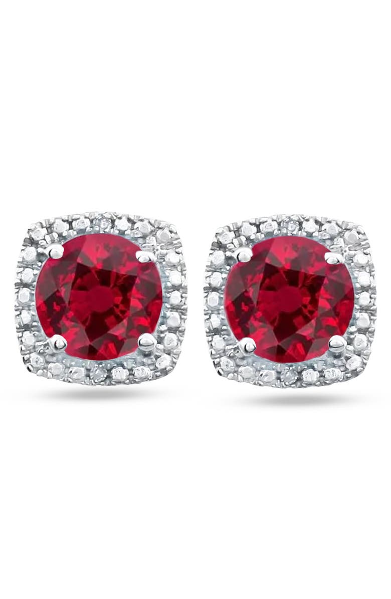 ALLUREZ Lab Grown Ruby & Natural Diamond Stud Earrings Sterling Silver, Alternate, color, 1.20Ct, Ruby