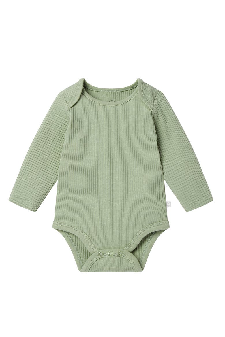 Ribbed Long Sleeve Bodysuit, Main, color, Sage