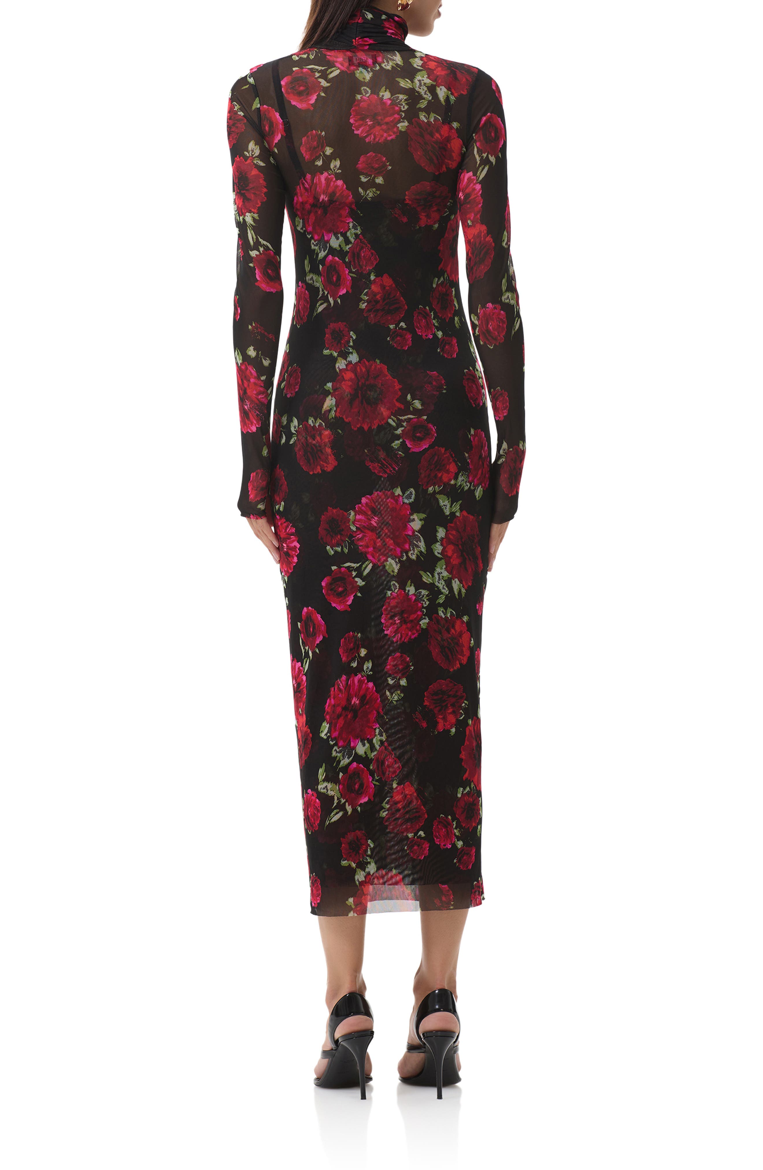 Bryony Long Sleeve Polka Dot Mesh Dress - image 2