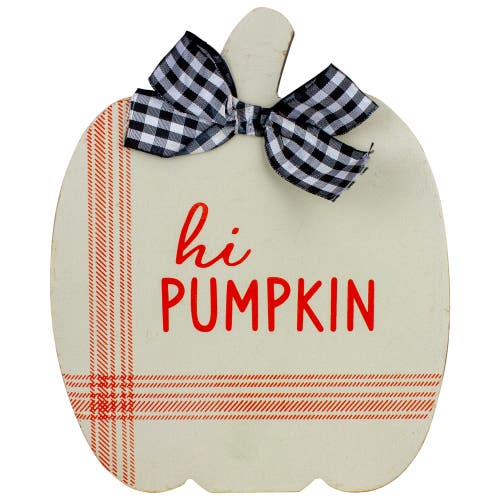 Northlight Fall Harvest Wooden "hi Pumpkin" And "welcome Fall" Plaques With Bow In Multi