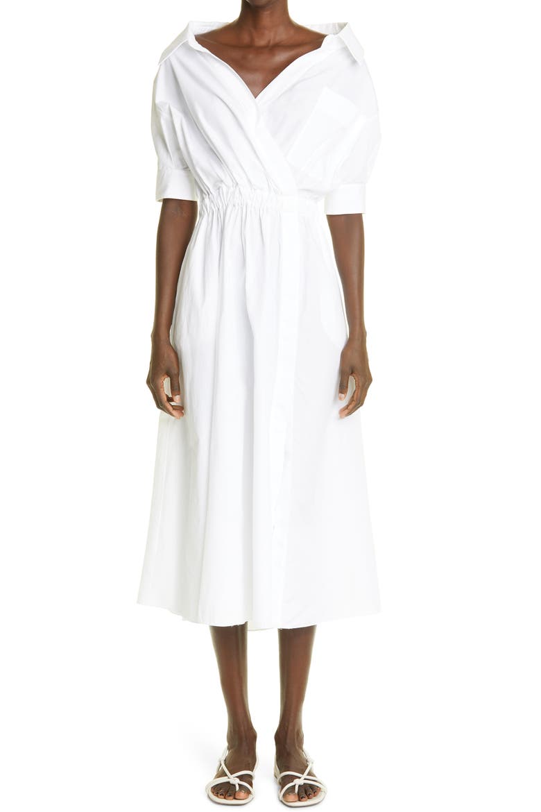 Lydia Stretch Poplin Shirtdress, Main, color, OPTIC WHITE