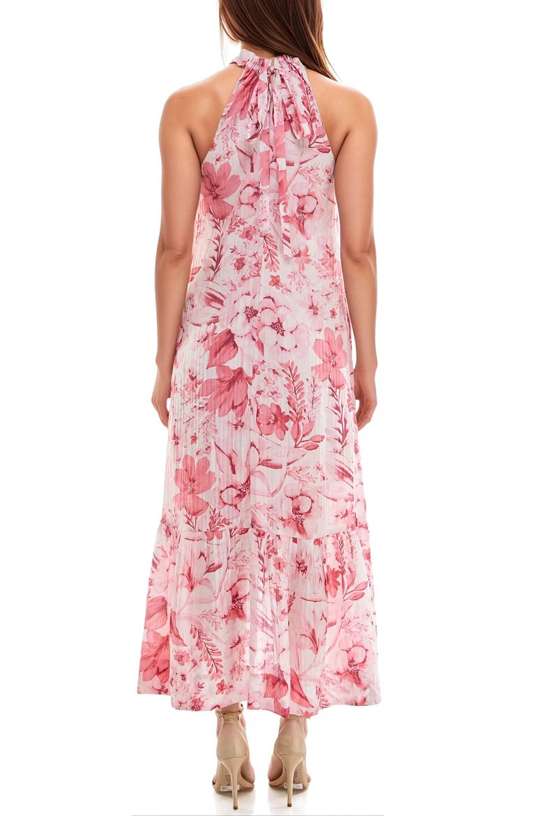 High/Low Halter Dress, Alternate, color, IVORY/ PINK