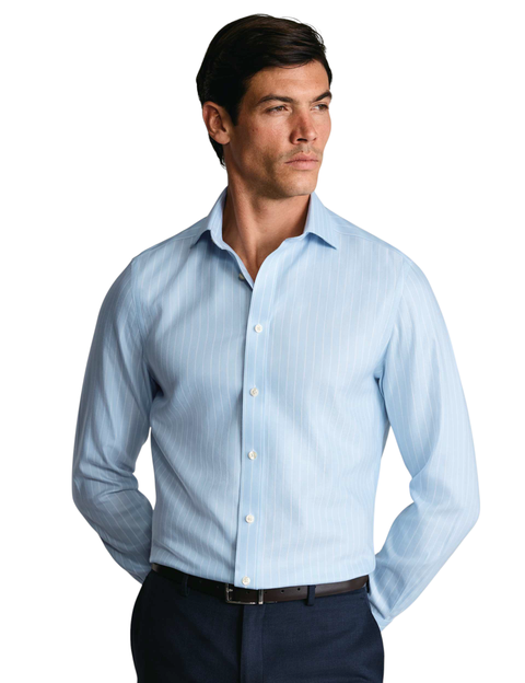 Non-iron Striped Herringbone Shirt
